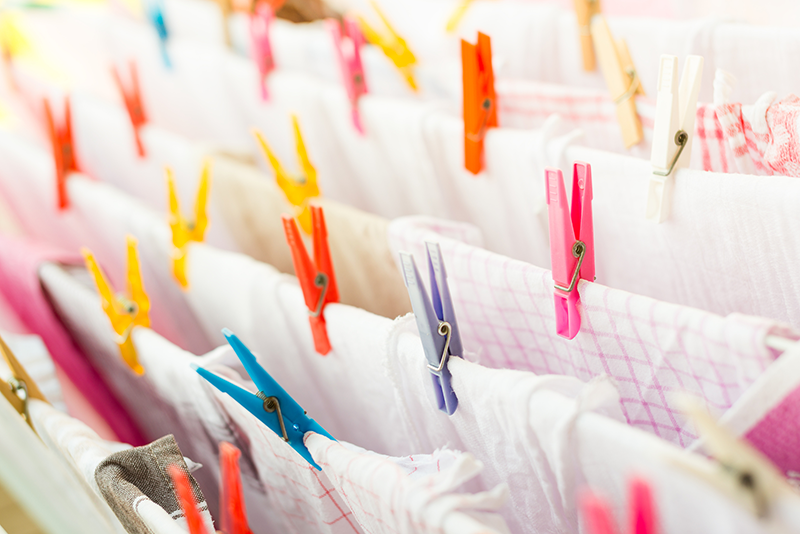 holiday table linens drying