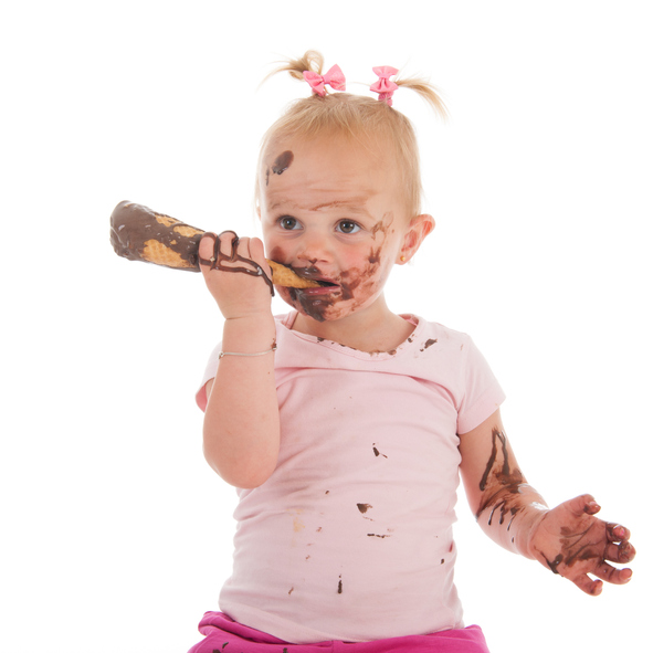 free from laundry, child eating ice cream cone