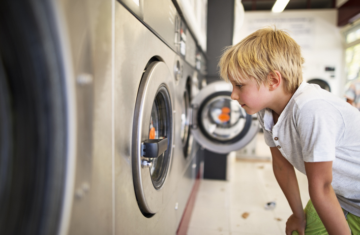 laundromat and kids having fun