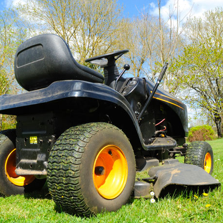 lawnmower in spring yard