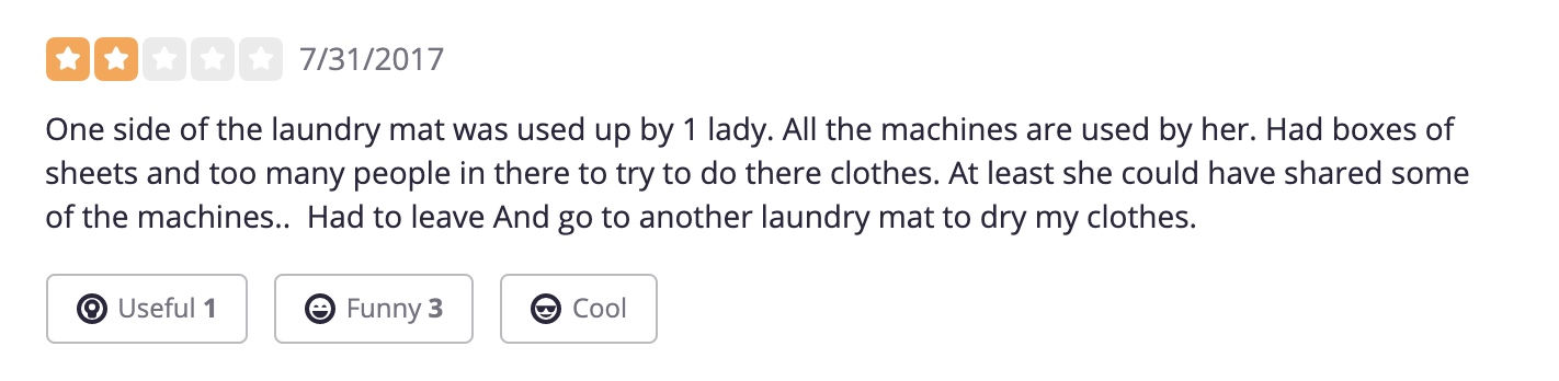 Laundry Near Me Negative Review