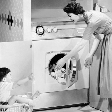 The first laundry mat became a laundromat from a Westinghouse washing machine