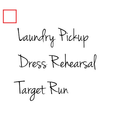 Laundry pickup, dress rehearsal, Target run