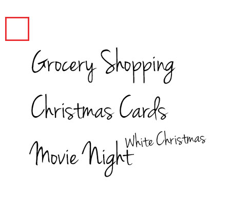 Grocery shopping, Christmas cards, movie night "White Christmas"