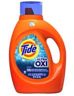 Tide Pod's Cost verses liquid. Photo of Tide Oxi liquid detergent