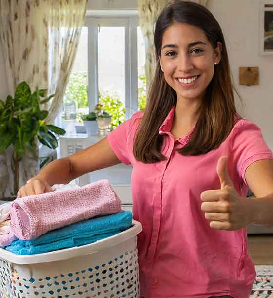 Wash, dry and fold laundry service satisfied customer.