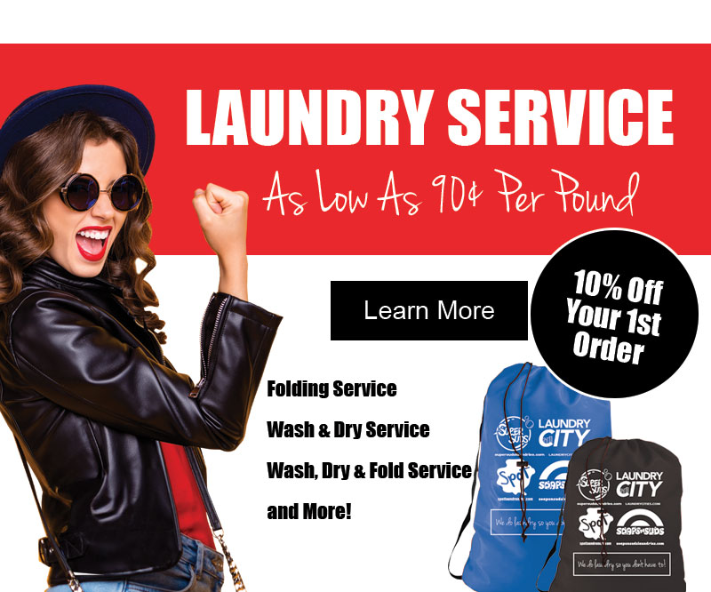 Laundry service as low as 90¢ per pound. 10% off your first order.