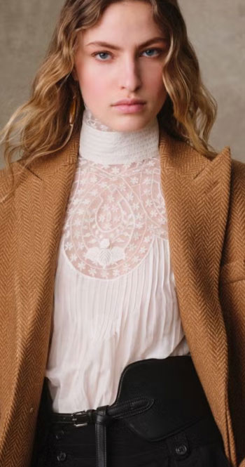 fashion trends crepe paper shirt, suede jacket and black pants