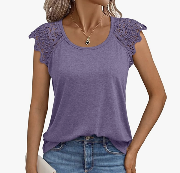 Short sleeved lace t-shirt Casual Amazon Finds